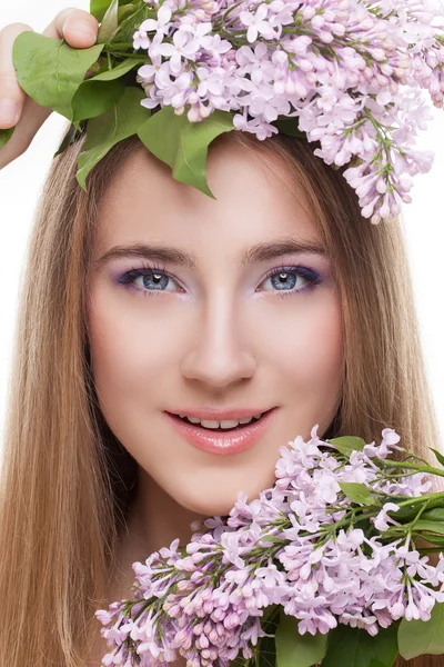 Woman with lilac — Stock Photo, Image