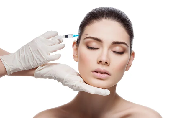 Woman gets collagen injection — Stock Photo, Image