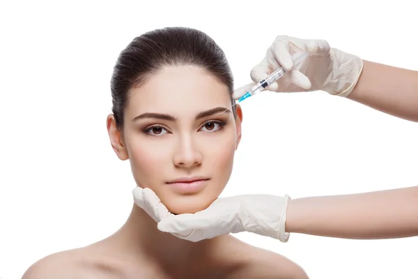 Woman gets collagen injection — Stock Photo, Image