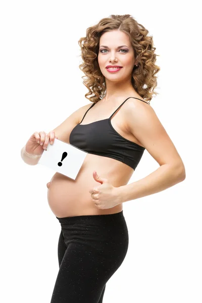 Terhes nő a hüvelykujjával felfelé — Stock Fotó