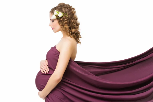 Pregnant woman in fabric — Stock Photo, Image