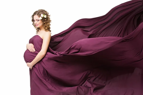 Pregnant woman in fabric — Stock Photo, Image