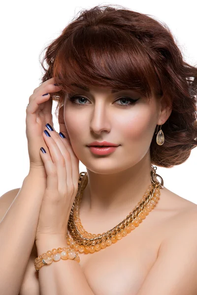 Dívka s náhrdelník a náramky — Stock fotografie