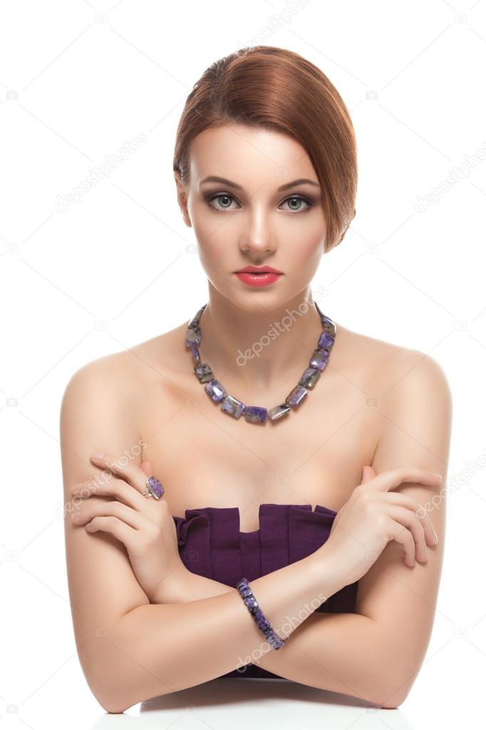 Girl with necklace and bracelets