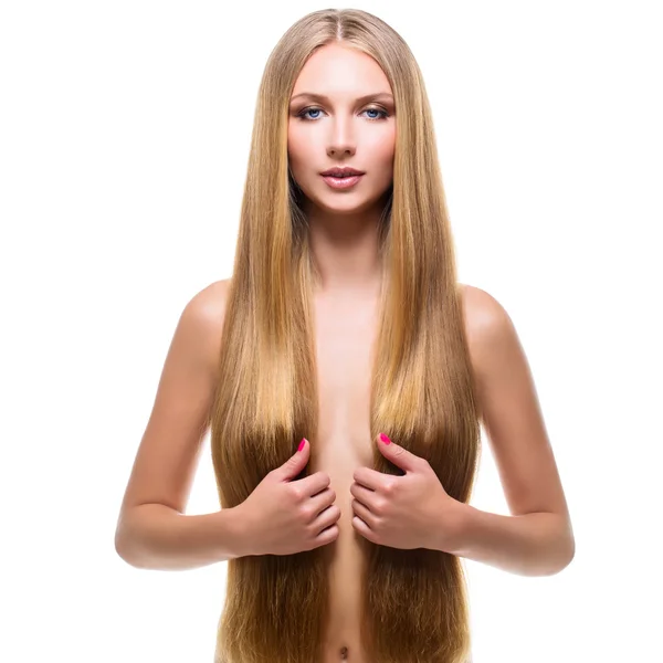 Дівчина з довгим світлим волоссям — стокове фото