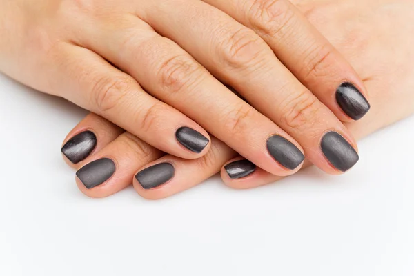 Woman hands with grey nails — Stock Photo, Image