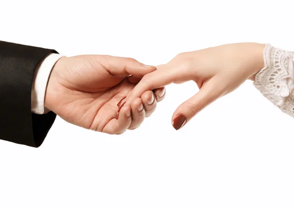 Man offers a woman's hand — Stock Photo, Image