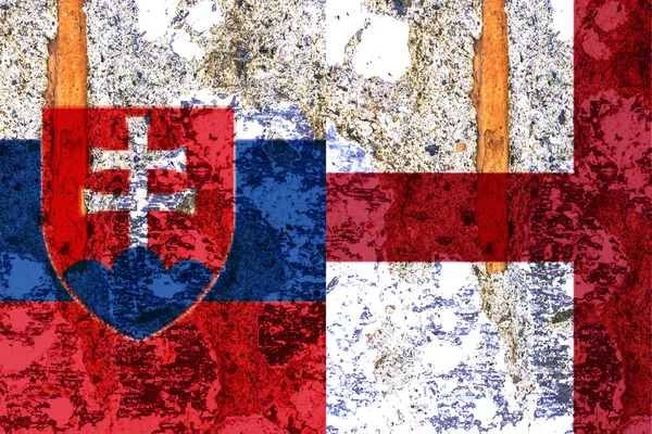 斯洛伐克国旗与旧墙纹理 — 图库照片