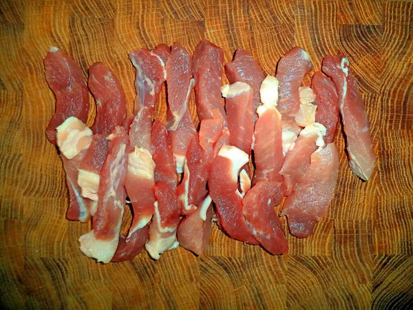 Frisches Rohes Fleisch Scheiben Geschnitten — Stockfoto