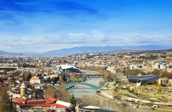 Tiflis Stadtzentrum Luftaufnahme von der Festung Narikala, Georgien — Stockfoto