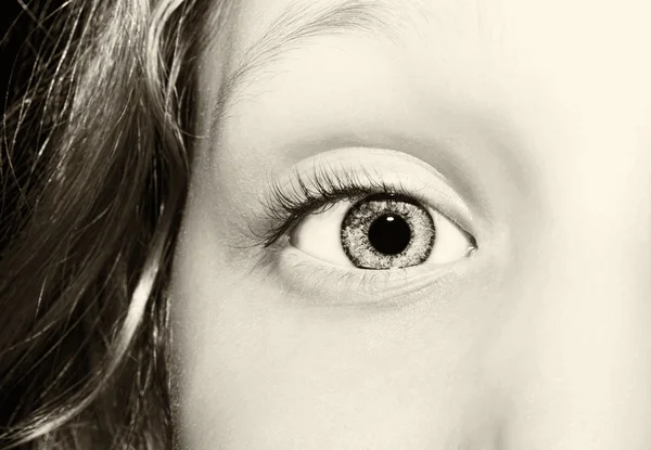 Beautiful insightful look  eyes little girls — Stock Photo, Image