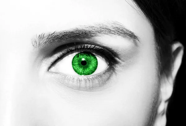 Vackra insiktsfulla titt gröna ögon — Stockfoto