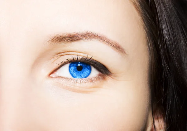 Schöner aufschlussreicher Blick blaue Frauenaugen — Stockfoto