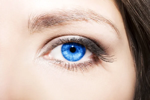 Makijaż oczu. Piękne oczy uzupełnić szczegóły, przedłużanie rzęs — Zdjęcie stockowe