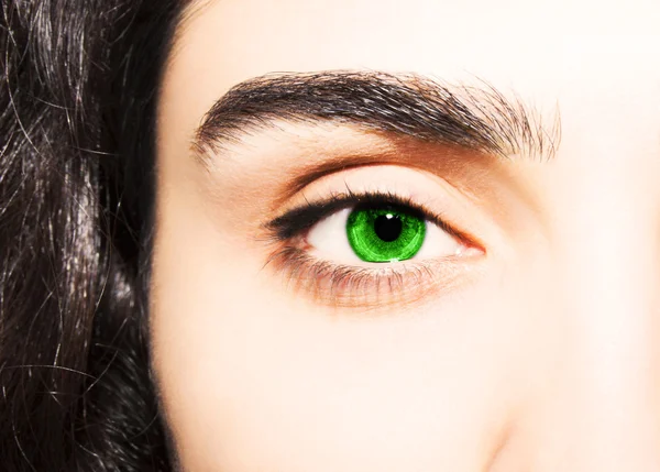 Όμορφη διορατική ματιά πράσινα μάτια — Φωτογραφία Αρχείου