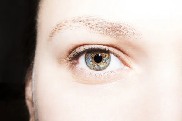 Hermosa mirada perspicaz ojos de mujer marrón verde azul — Foto de Stock