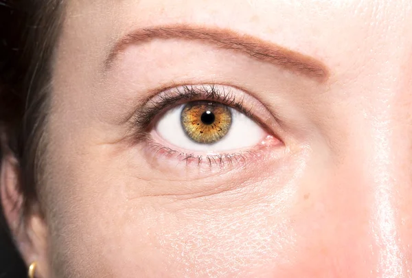 Hermosa mirada perspicaz ojos de mujer marrón —  Fotos de Stock