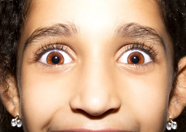 Macro Close up retrato de meninas jovens olhos castanhos — Fotografia de Stock