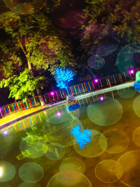 Fontaine Parc Mtatsminda Nuit Meilleur Endroit Pour Reposer Tbilissi Photo — Photo