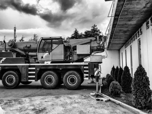 Ein Großer Blauer Autokran Steht Bereit Hochwertiges Foto — Stockfoto