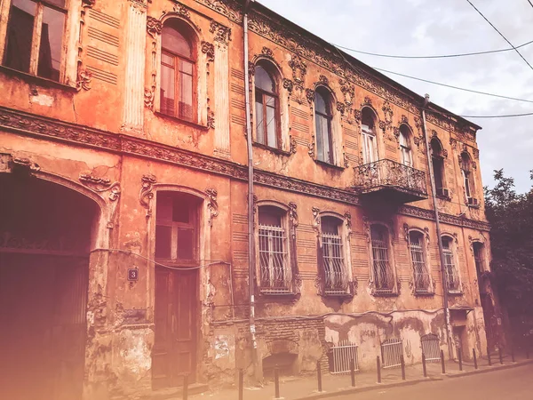 Old Tbilisi architecture, doors and exterior decor in summer day
