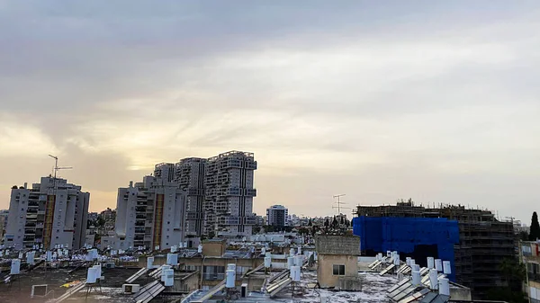 Вид Окна Город Закате Высококачественные Кадры — стоковое фото