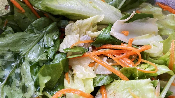 Salada Vegetariana Com Cenouras Alface Foto Alta Qualidade — Fotografia de Stock