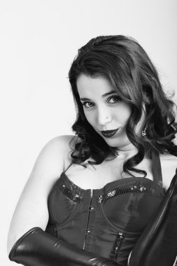 Güzel kadın. Retro tarzı. BW