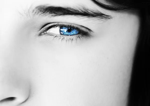 Regard perspicace yeux bleus garçon — Photo