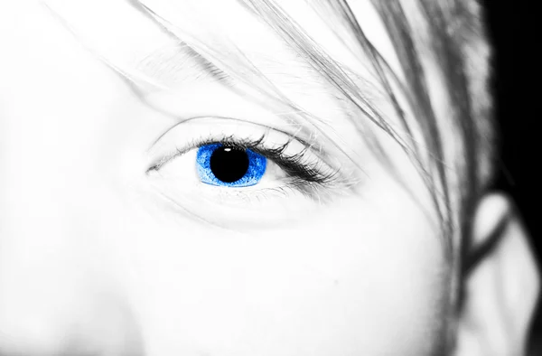 Beau regard perspicace yeux bleus — Photo