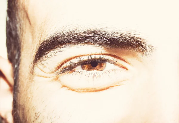 Image of man's brown eye close up. — Stock Photo, Image