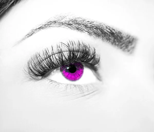 Maquiagem ocular. Olhos bonitos Maquiagem detalhe, extensão da pestana — Fotografia de Stock