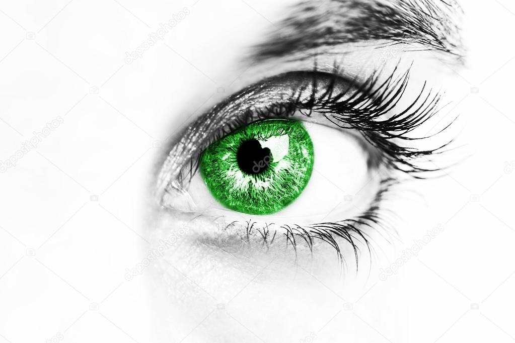 Beautiful insightful green look eyes