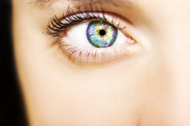Güzel renkli insan gözü Close-Up