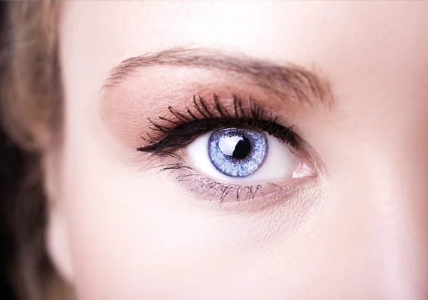 Schöner, aufschlussreicher Blick blaue Augen — Stockfoto