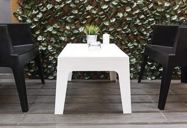 Tables and chairs for breakfast — Stock Photo, Image