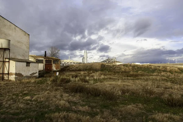 Detalle Fábricas Contaminación Cambio Climático Contaminación — Foto de Stock