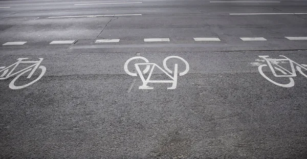 Détail Panneau Pour Les Cyclistes Piste Cyclable Dans Ville — Photo