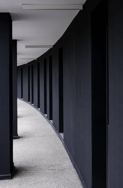 Corridoio Dettaglio Prospettiva Colonne Nere Decorazione — Foto Stock