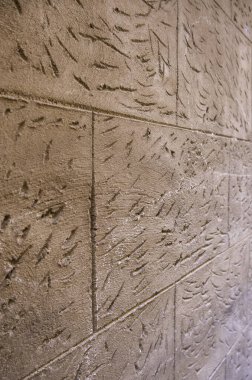 Sert taş duvar, dış görünüşü ve deseni var.
