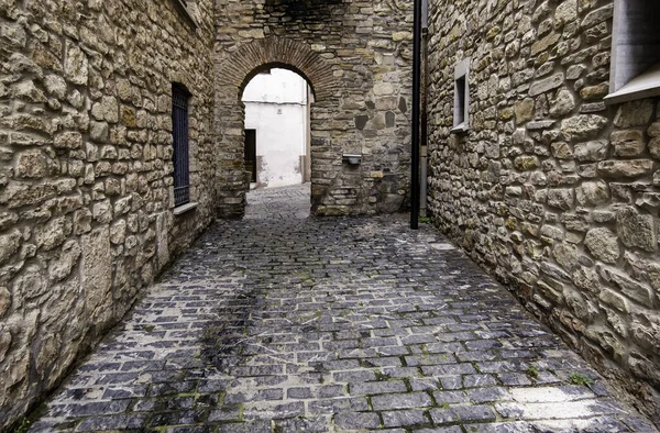 Dettaglio Della Vecchia Strada Medievale Una Città Della Spagna Storia — Foto Stock