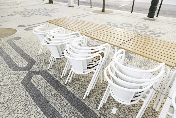 Deck chairs on the street — Stock Photo, Image