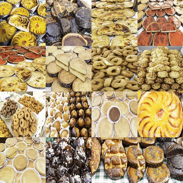 Collage con pasteles dulces y postres —  Fotos de Stock