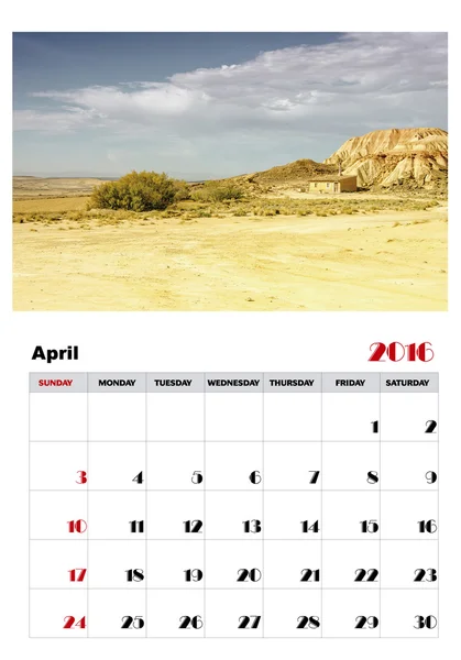 Calendar april 2016 — Stock Vector