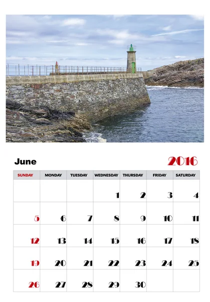 Kalender juni 2016 — Stock vektor