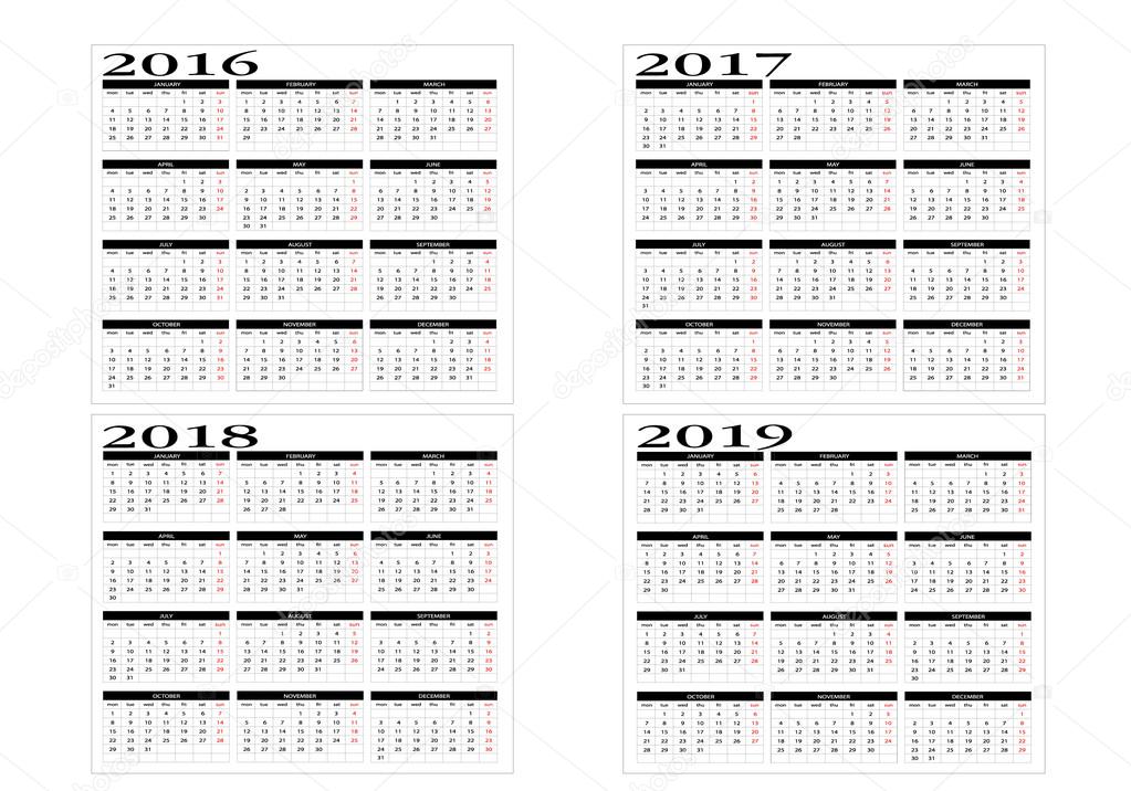 Pictures Calendar 16 To 19 Calendar 16 To 19 Stock Vector C Changered