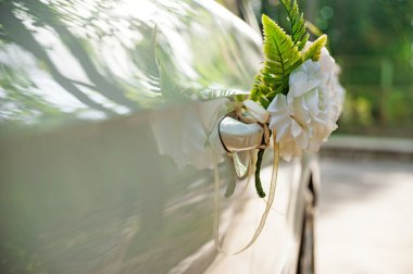 Düğün araba dekorasyon beyaz güller