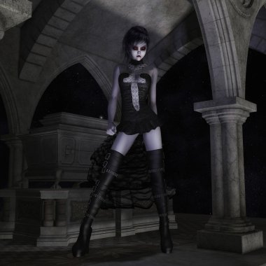 3D çizim; Gotik bir erkek 3D render 