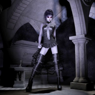 3D çizim; Gotik bir erkek 3D render 
