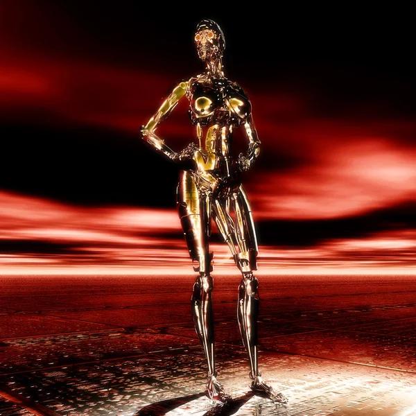 Ilustración 3D; Representación 3D de un Cyborg — Foto de Stock